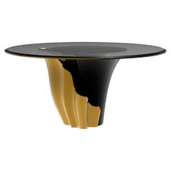 "Flora" Mesa de comedor de madera, cristal y metal