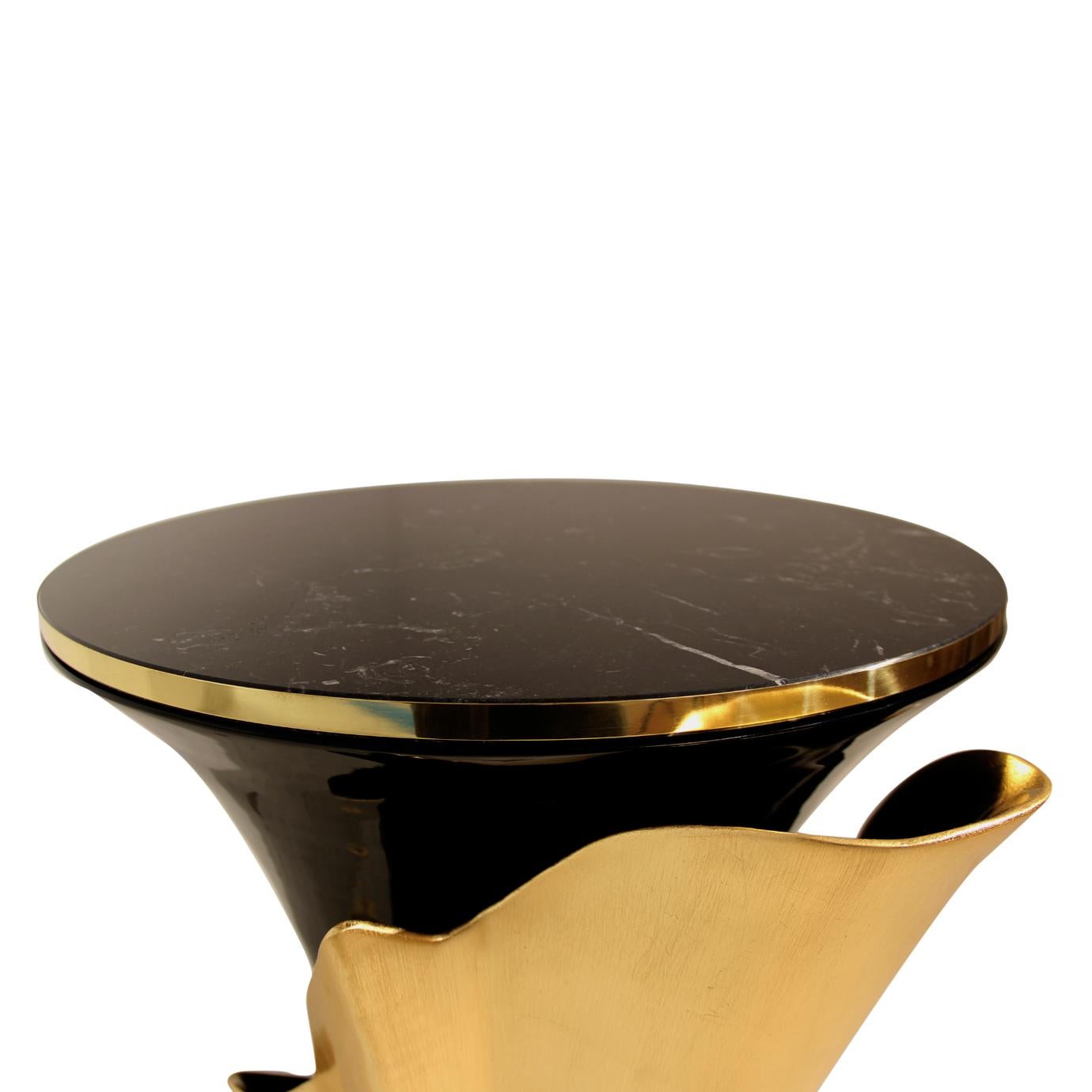 XXIe siècle et contemporain Table basse ou table d'appoint « Flora » en bois, marbre et métal en vente
