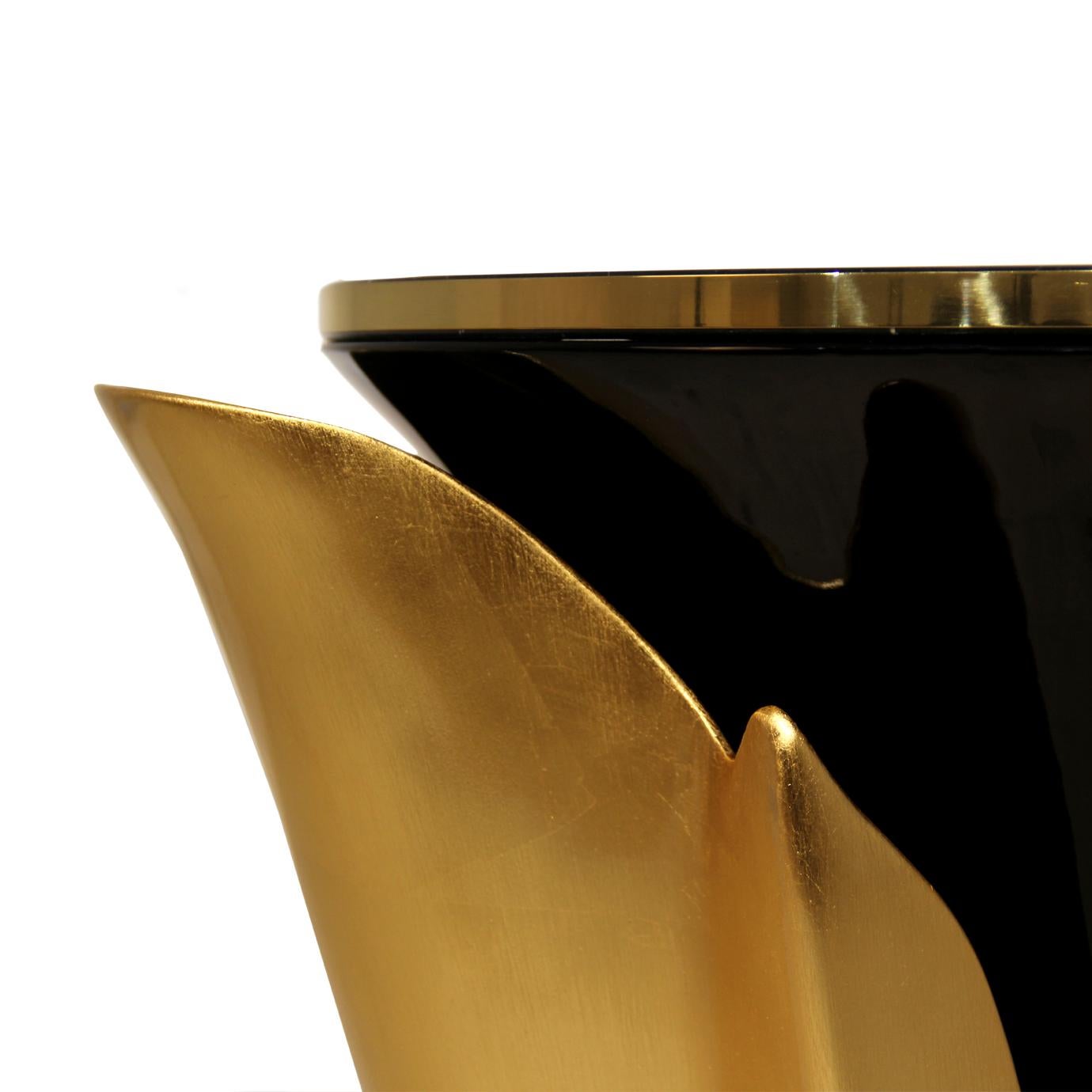 Métal Table basse ou table d'appoint « Flora » en bois, marbre et métal en vente