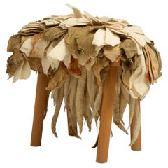“Florada” Stool in Wool and Wood by Inês Schertel, Brazil, 2021