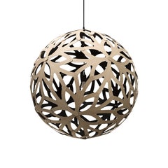 Floral 120 Pendant Lamp in 1 Side Painted Bamboo Plywood by David Trubridge