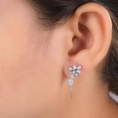 Floral 1.70Ct Natural Diamond Stud Drop Earrings In 14K Gold All Tariffs Paid