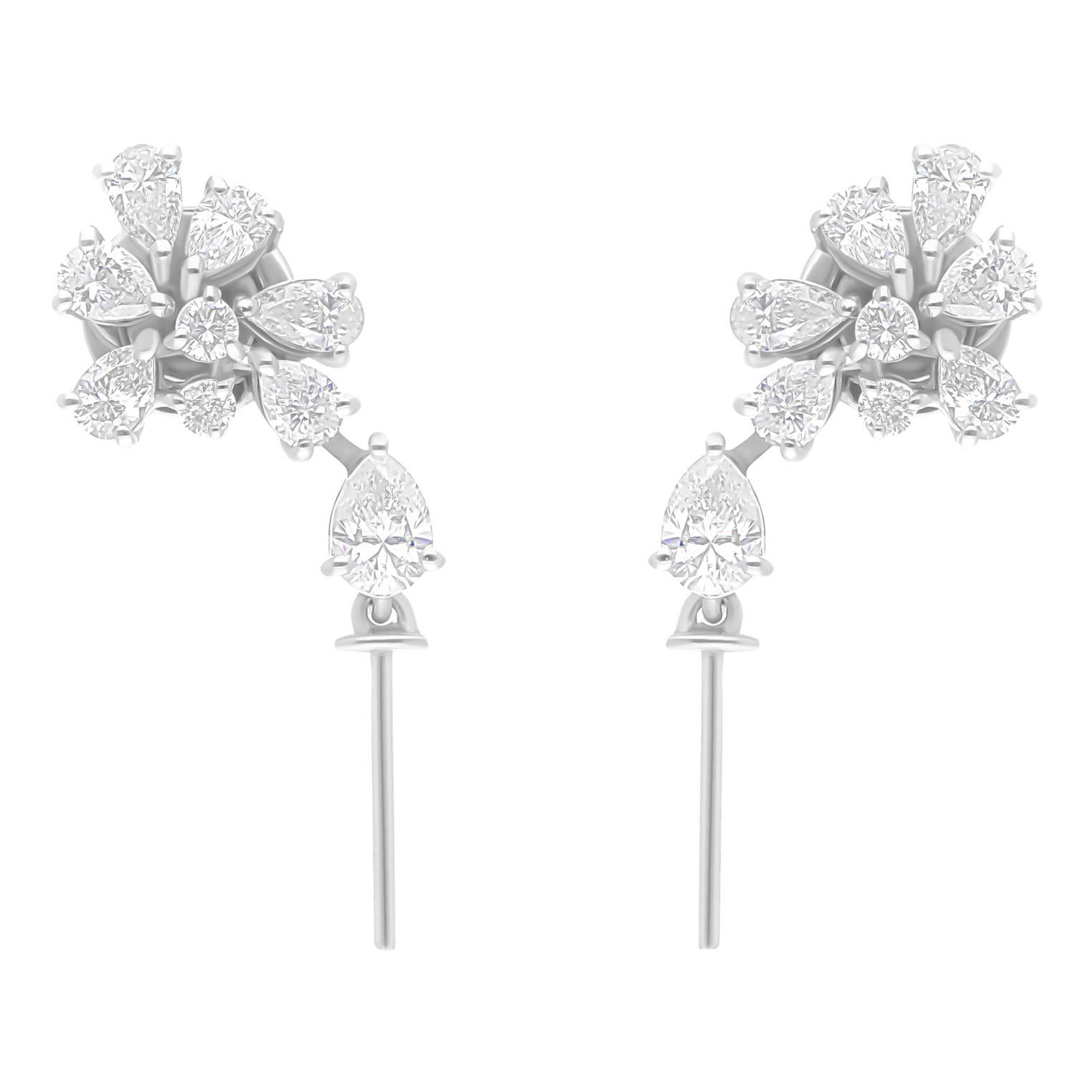Orecchini a goccia con diamante naturale Floral 1.70Ct in oro 14K Tutte le tariffe pagate