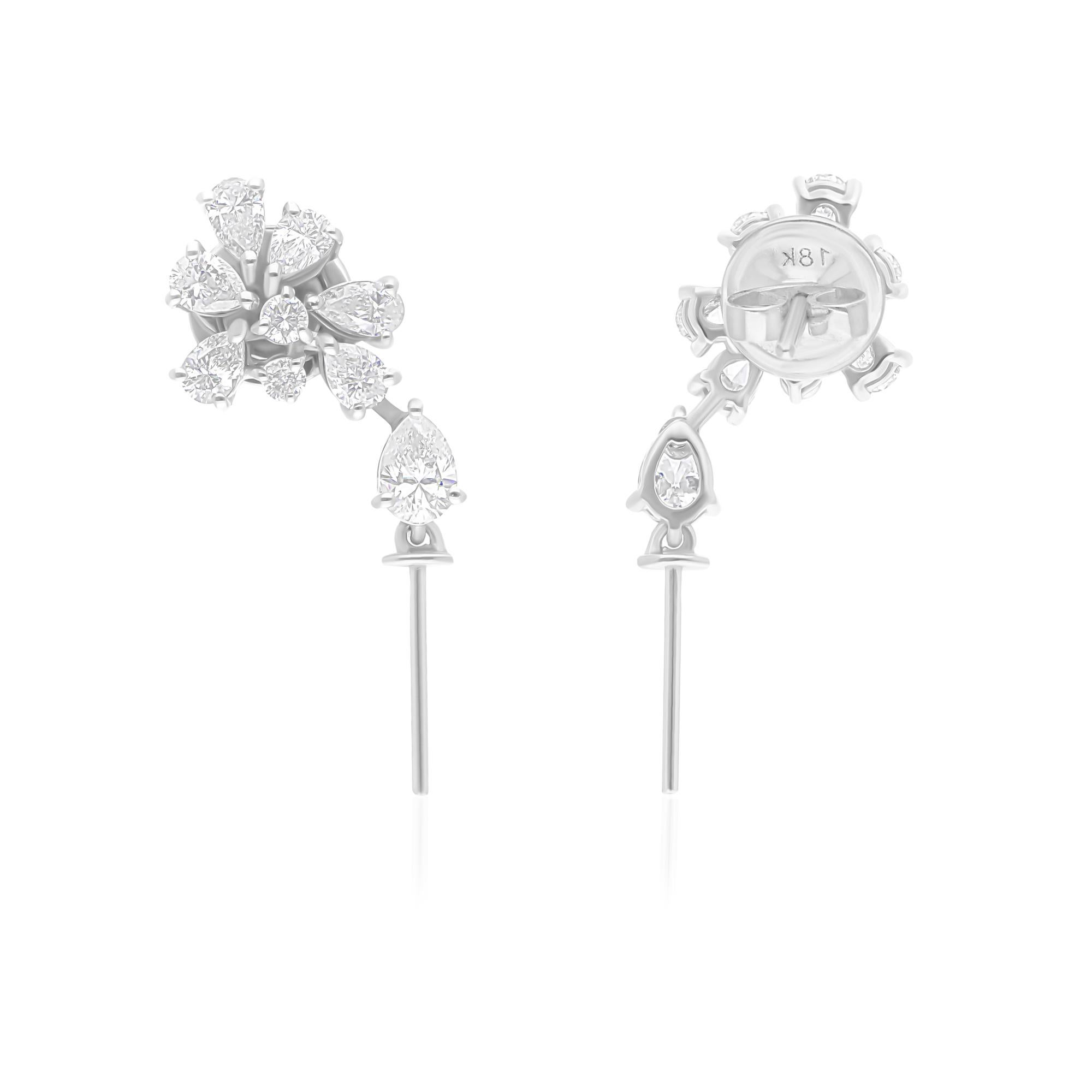 Donna Orecchini a goccia con diamante naturale Floral 1.70Ct in oro 18K Tutte le tariffe sono pagate in vendita
