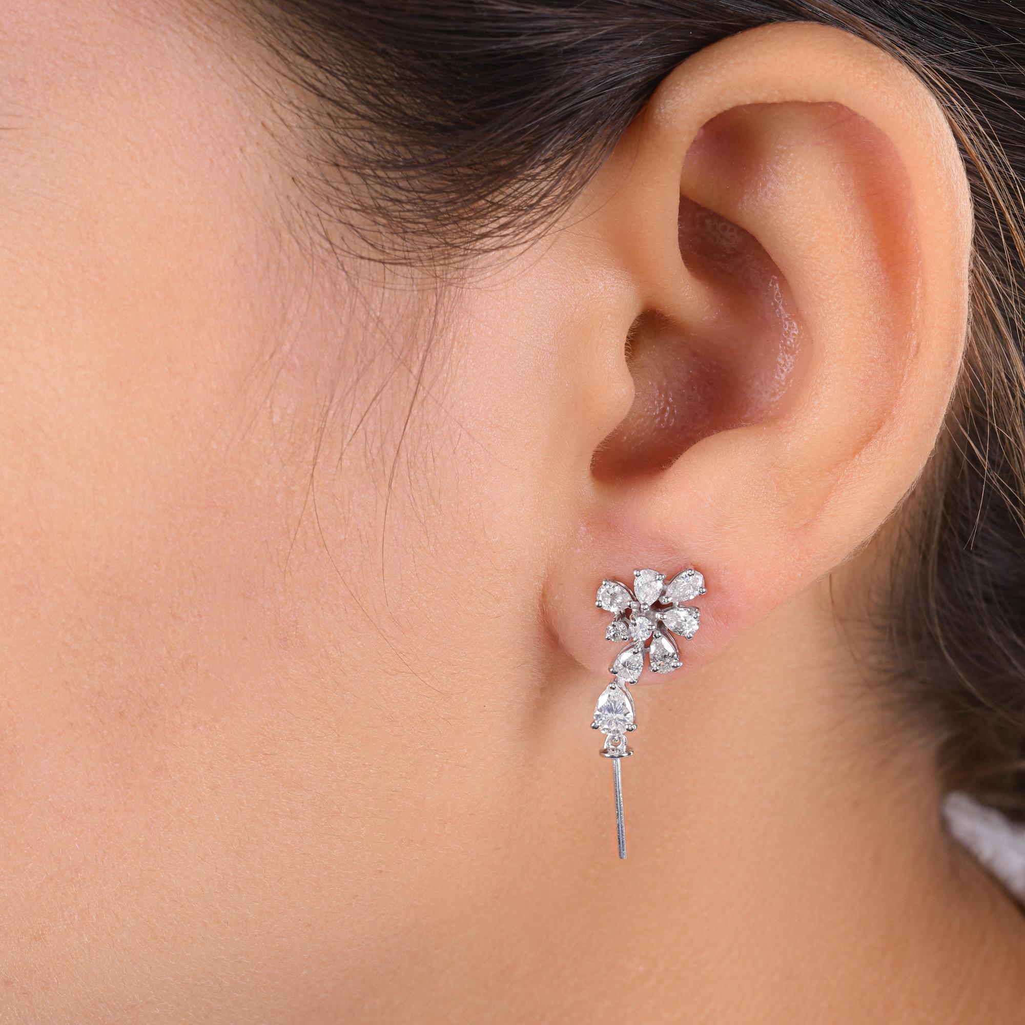 Orecchini a goccia con diamante naturale Floral 1.70Ct in oro 18K Tutte le tariffe sono pagate in vendita 1