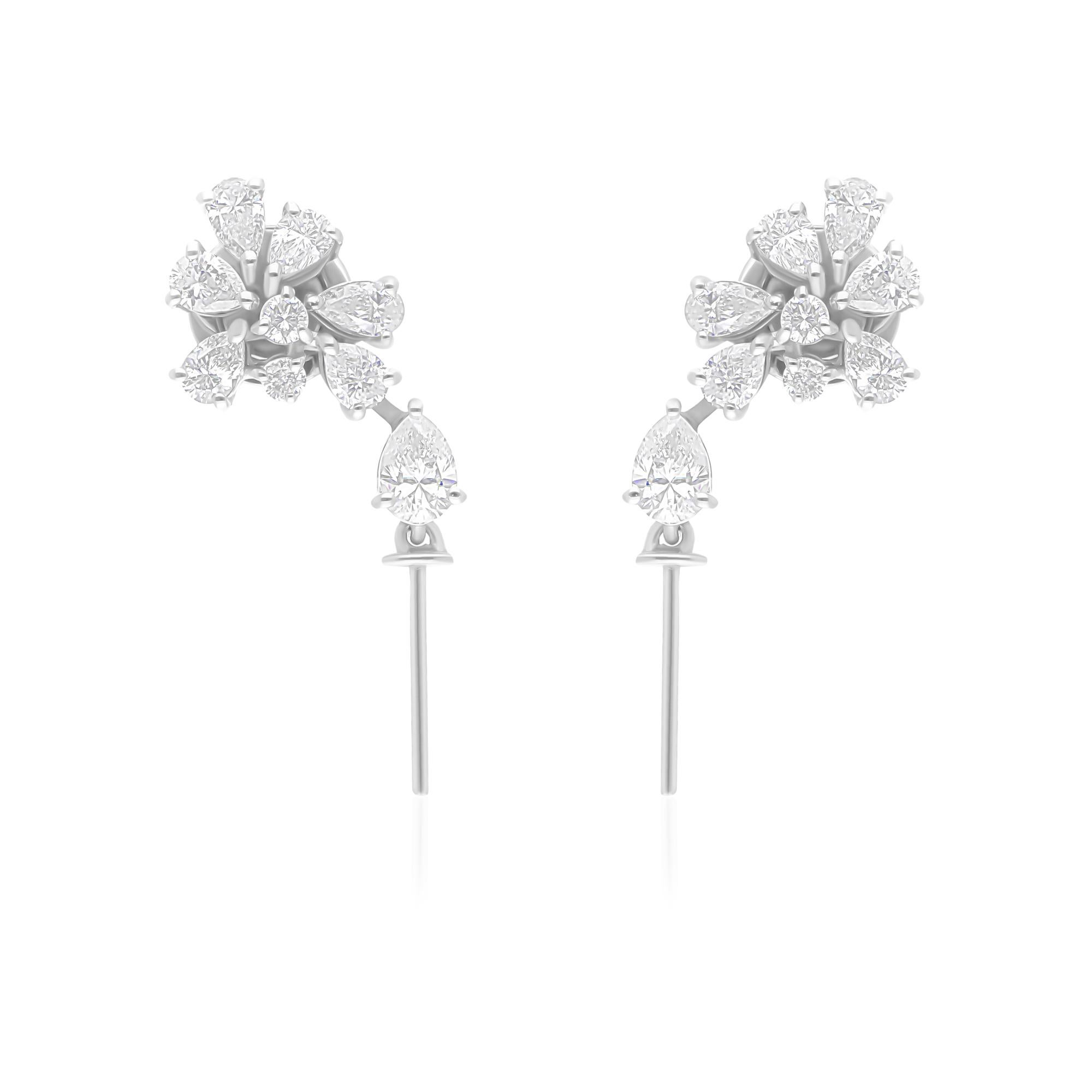 Orecchini a goccia con diamante naturale Floral 1.70Ct in oro 18K Tutte le tariffe sono pagate