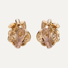 Floral 18 kt Yellow Gold Earrings with 4.25 ct Diamonds H/I VS1-VS2