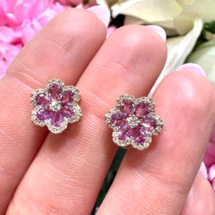 Florale 18KT Rose Gold Pink Saphir & Diamant Ohrringe - SDER028 IGNA