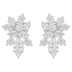 Orecchini floreali con diamanti a taglio misto da 2,45 carati in oro bianco 14K Tutte le tariffe pagate
