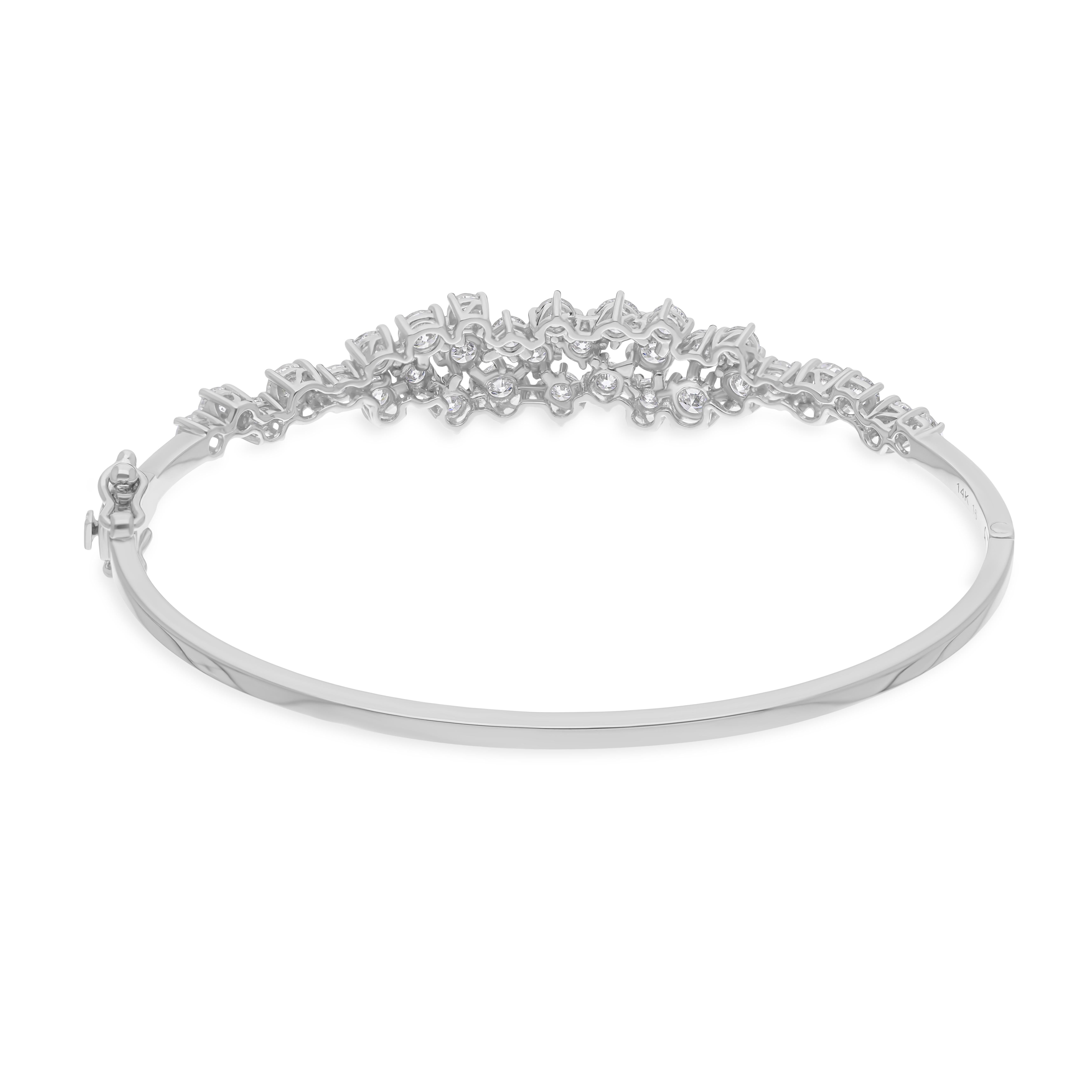 De las mujeres Pulsera brazalete Floral 2.90Ct Diamante talla brillante redondo Oro macizo blanco 14K en venta