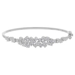 Bracciale floreale con diamanti rotondi taglio brillante da 2,90 carati in oro bianco massiccio 14 carati