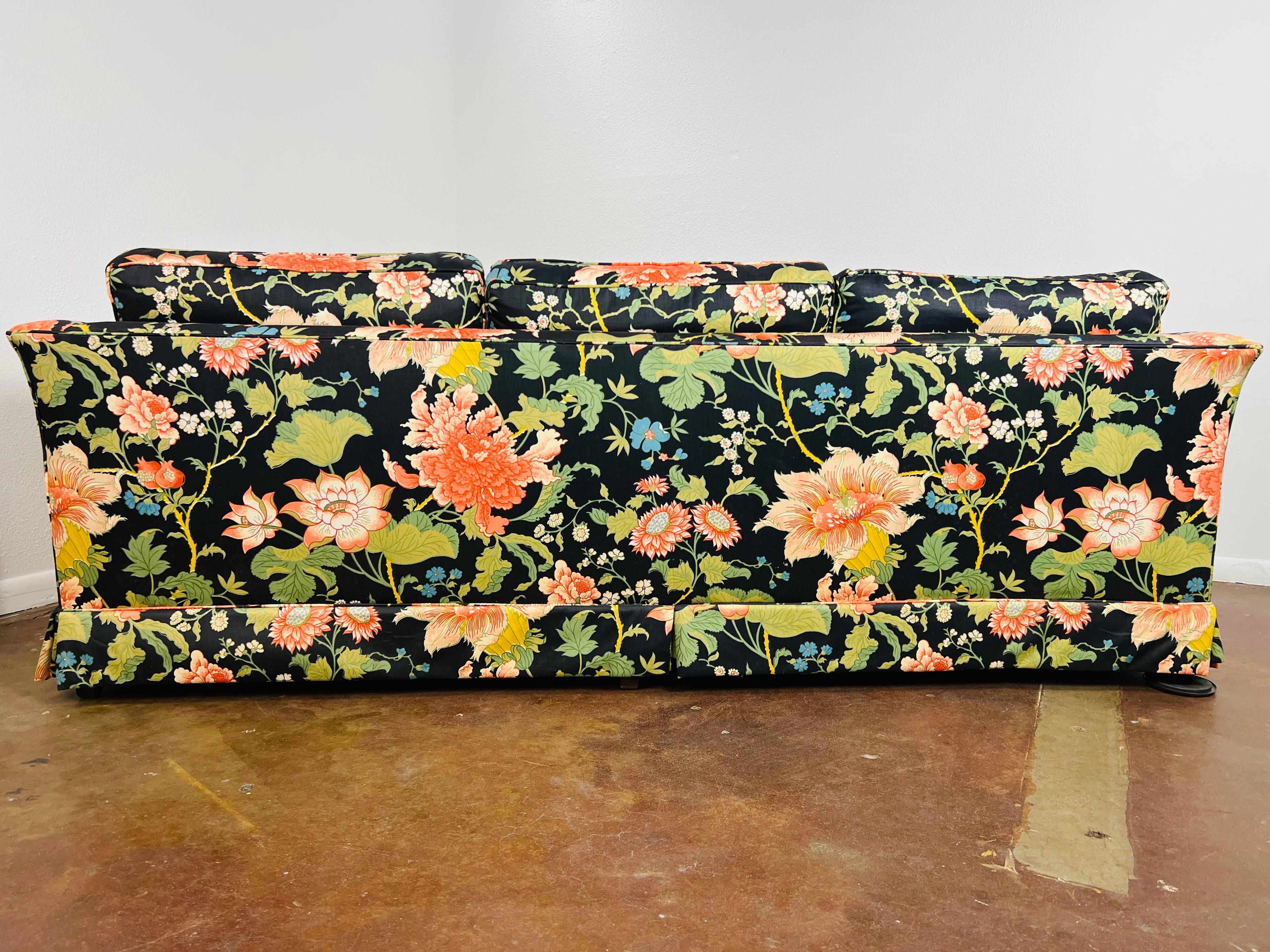 Walnut Floral 3 Seat Vintage Sofa by Stanton Cooper