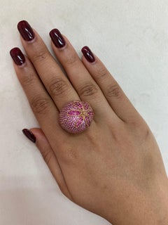 Sunita Nahata Ruby & Pink Sapphire 5.20ct. Floral Ring in 14K Rose Gold.