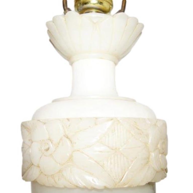 Carved Floral Alabaster Lamps For Sale