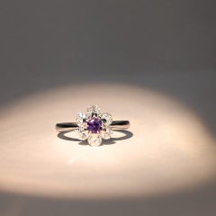 Floral Alexandrite & Diamond Ring in Platinum