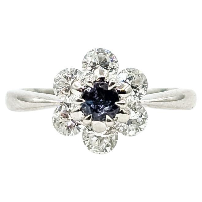 Floraler Alexandrit 
Diamant Ring aus Platin im Angebot