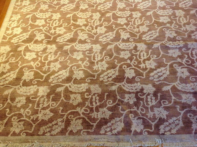 Floral All-Over Design Rug in Brown and Beige For Sale at 1stDibs