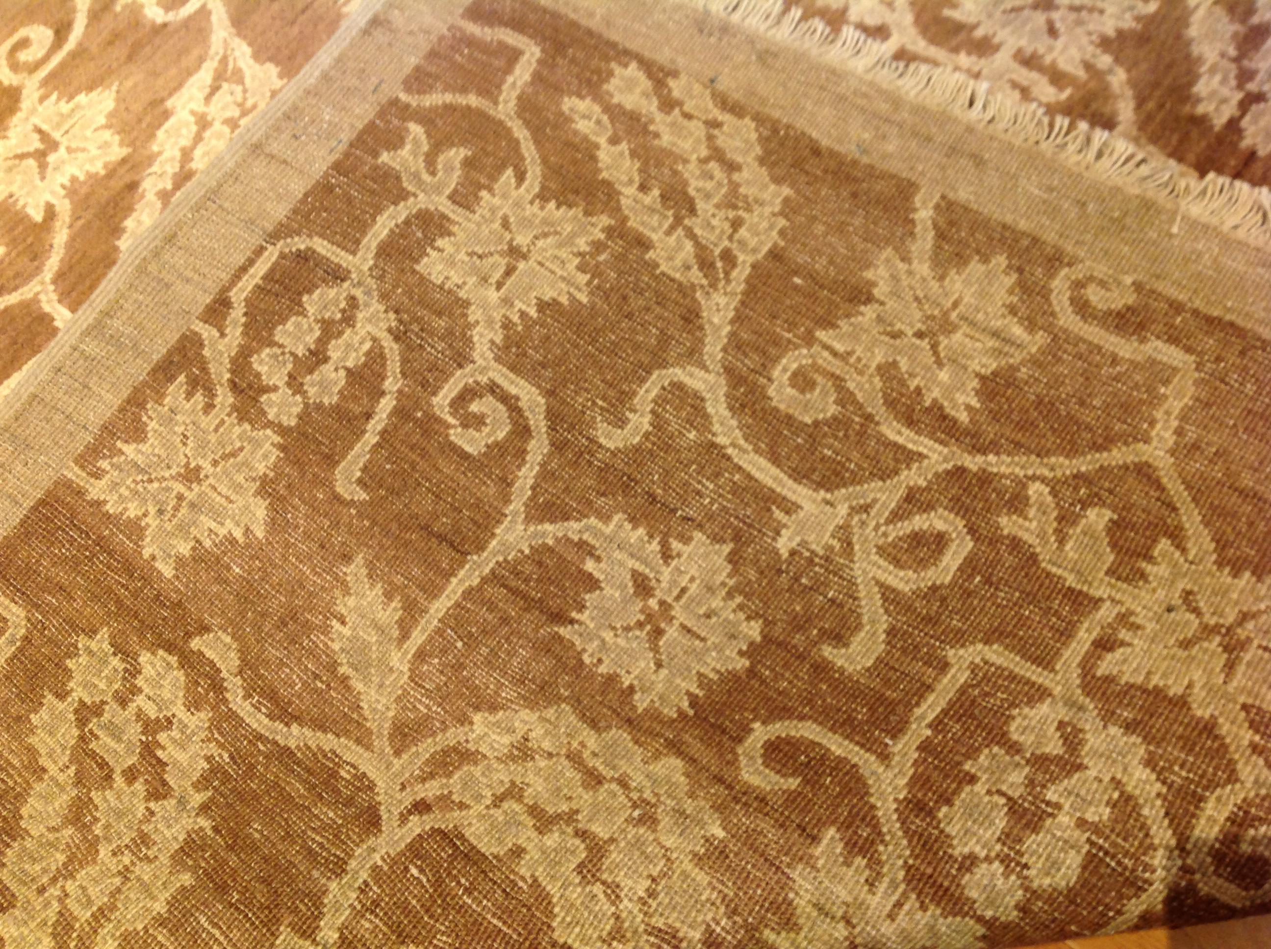Contemporary Floral All-Over Design Rug in Brown and Beige