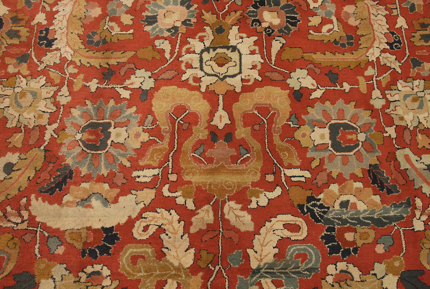 Other Floral All-Over Field Massive Antique German Rust Tetex Carpet, ca. 1920 For Sale