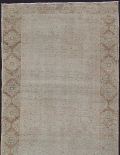 Floral All-Over Medallion Vintage Turkish Oushak Runner with Faded Color Palette