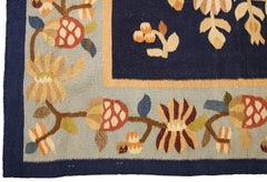 Floral All-Over Navy Field Antique Ukrainian Bessarabian Wool Kilim, ca. 1920