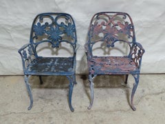 Floral Aluminum Mid Century Style Original Painted Garden Chairs