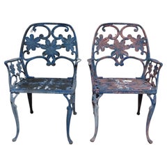 Vintage Floral Aluminum Mid Century Style Original Painted Garden Chairs