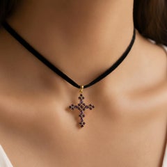 Floraler Amethyst-Kreuz-Anhänger Silber, Gold