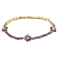 Floral Amethyst & Peridot Bracelet in 14k