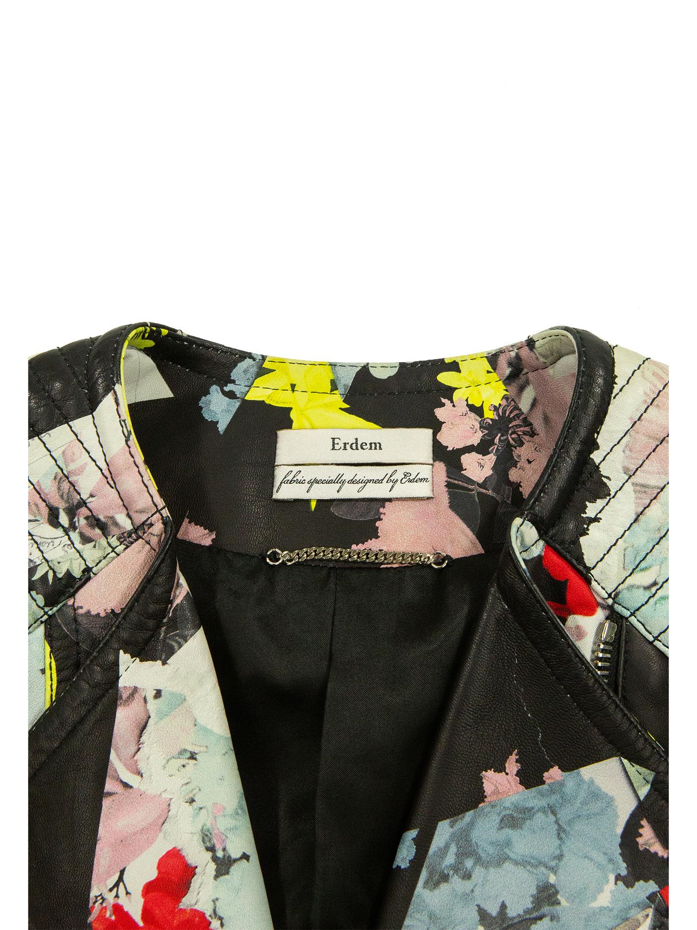 Floral And Abstract Printed Erdem Leather Biker Jacket  For Sale 2