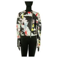 Floral And Abstract Printed Erdem Leather Biker Jacket 