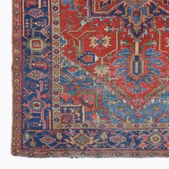 Floral and Geometric Design Antique Carpet - Late 19th Century