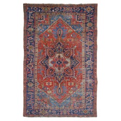 Floral and Geometric Design Antique Carpet - Late 19th Century