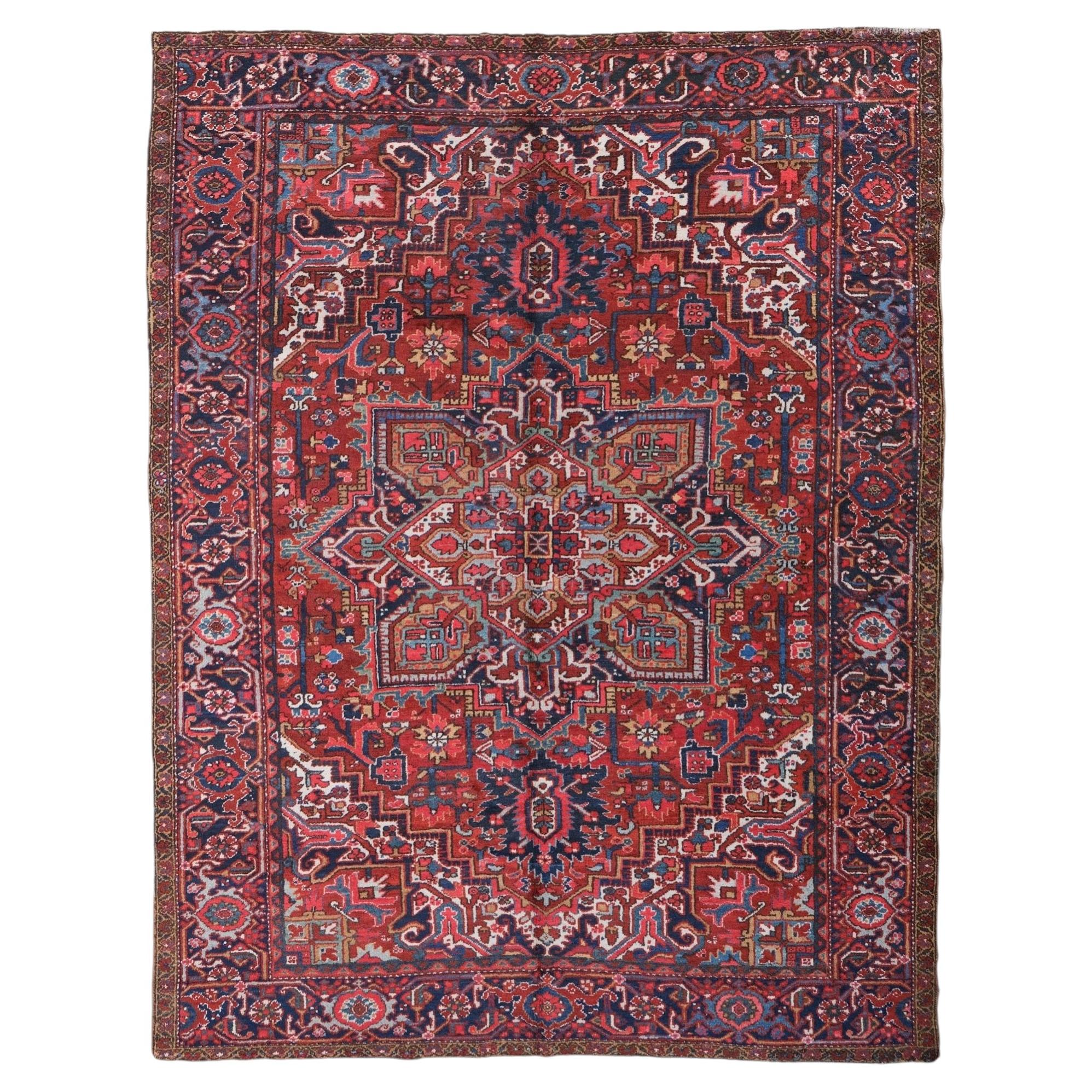 Floral and Geometric Design Antique Carpet - Late 19th Century For Sale
