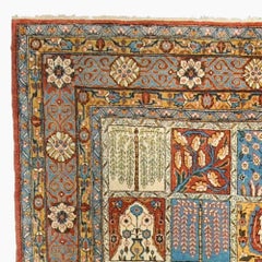 Floral and Geometric Design Wool Antique Rug - 19th Century