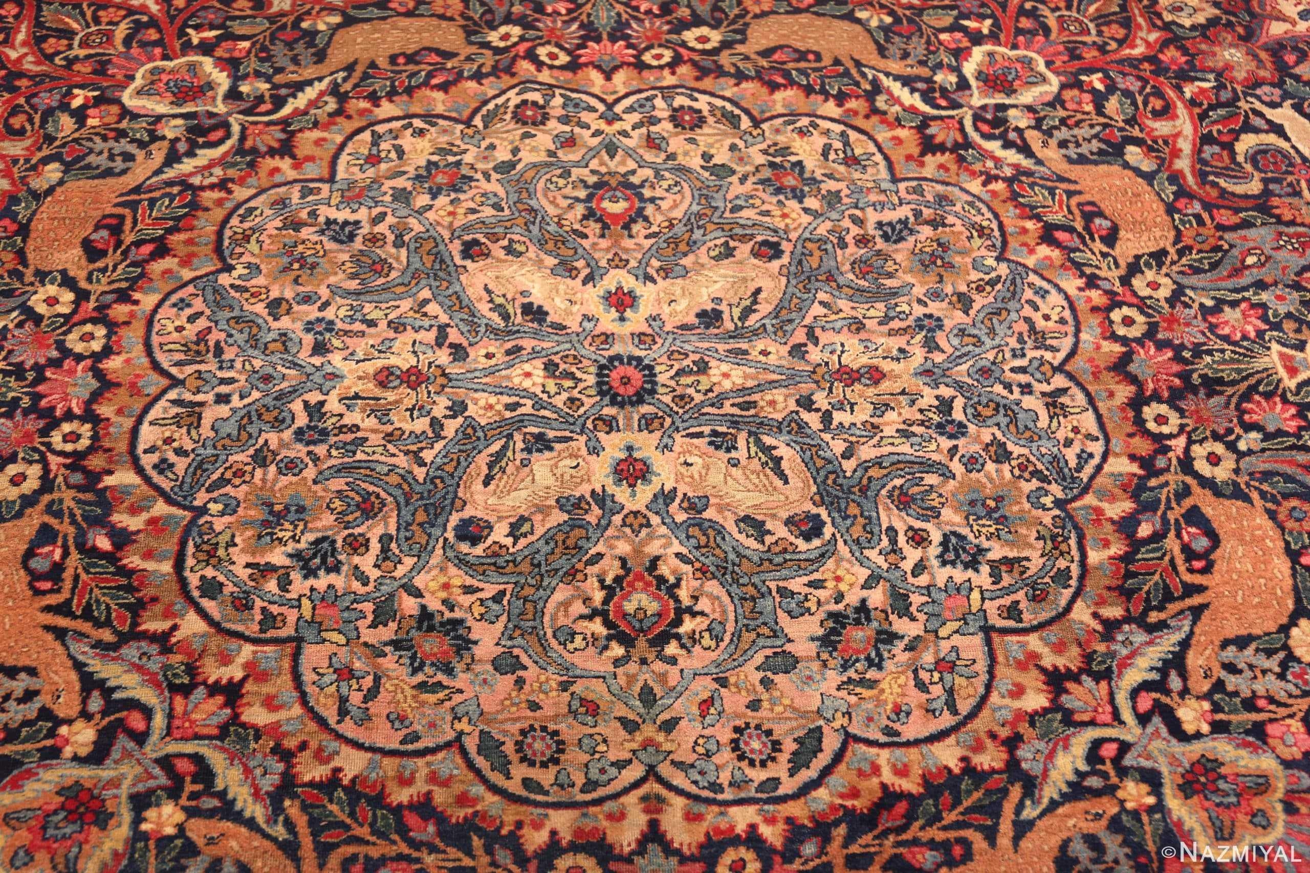 A Phenomenal Fine Weave Floral Animal Medallion Design Oversized Antique Persian Tabriz Area Rug, County / Rug Type: Antique Persian Rug, Circa Date: 1900