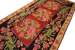 Floral Antique Handmade Carpet Caucasian Rug from Karabagh Living Room Rug