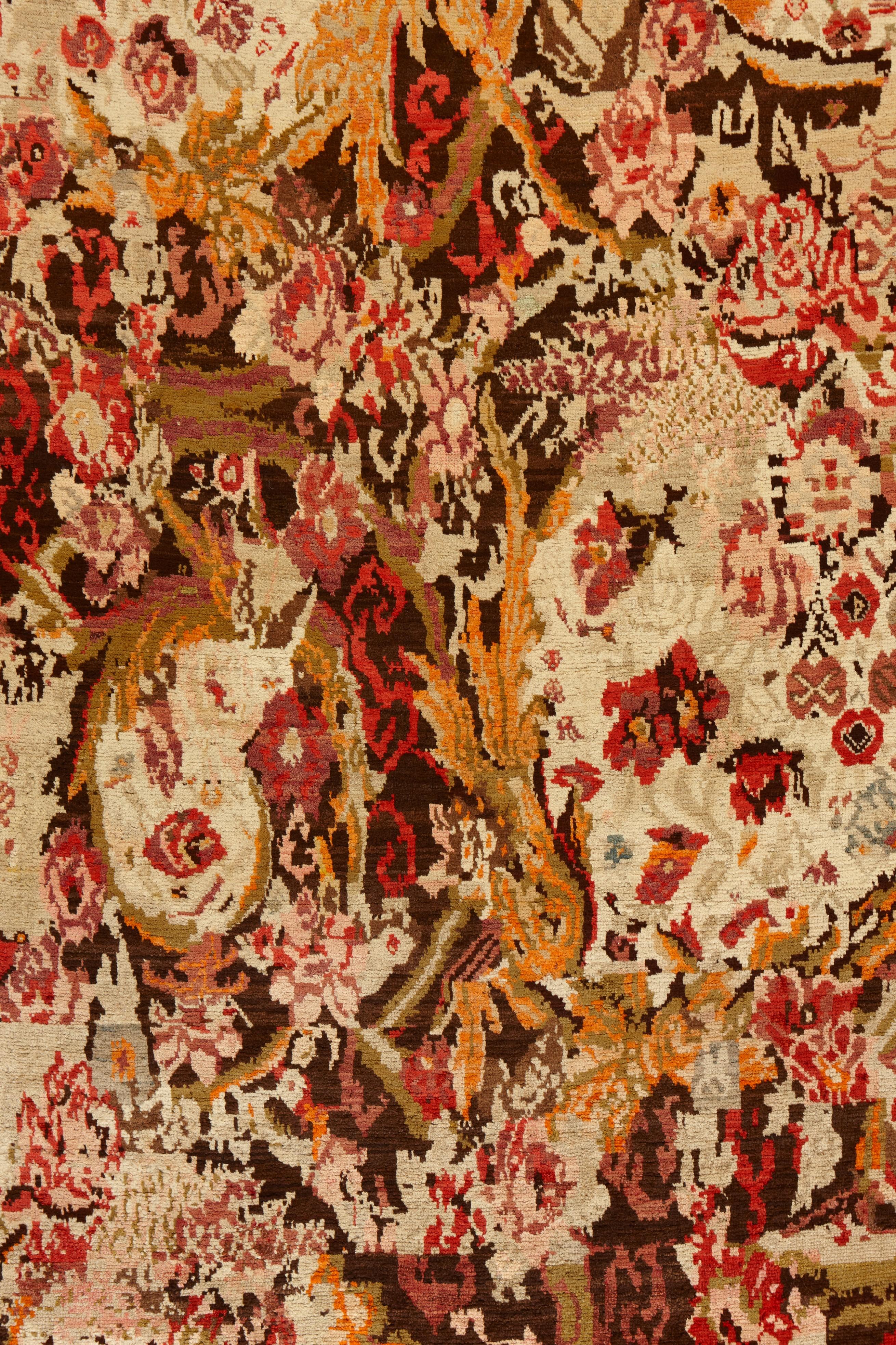 Hand-Knotted Floral Antique Karabagh Gallery Carpet For Sale