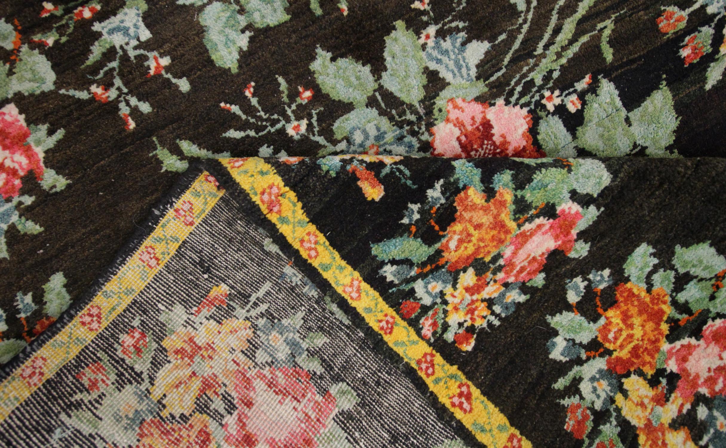 Floral Antique Kilim Rug, Handmade Carpet and Handwoven Rug in Karabagh 1