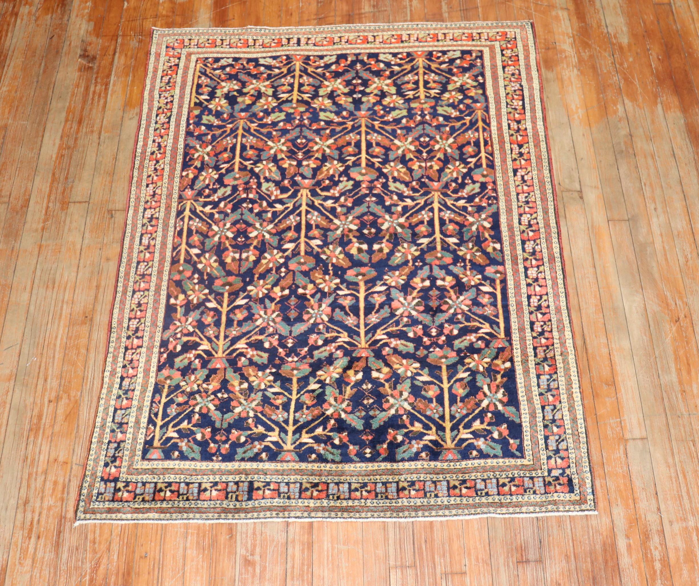 Agra Floral Antique Persian Farahan Rug For Sale