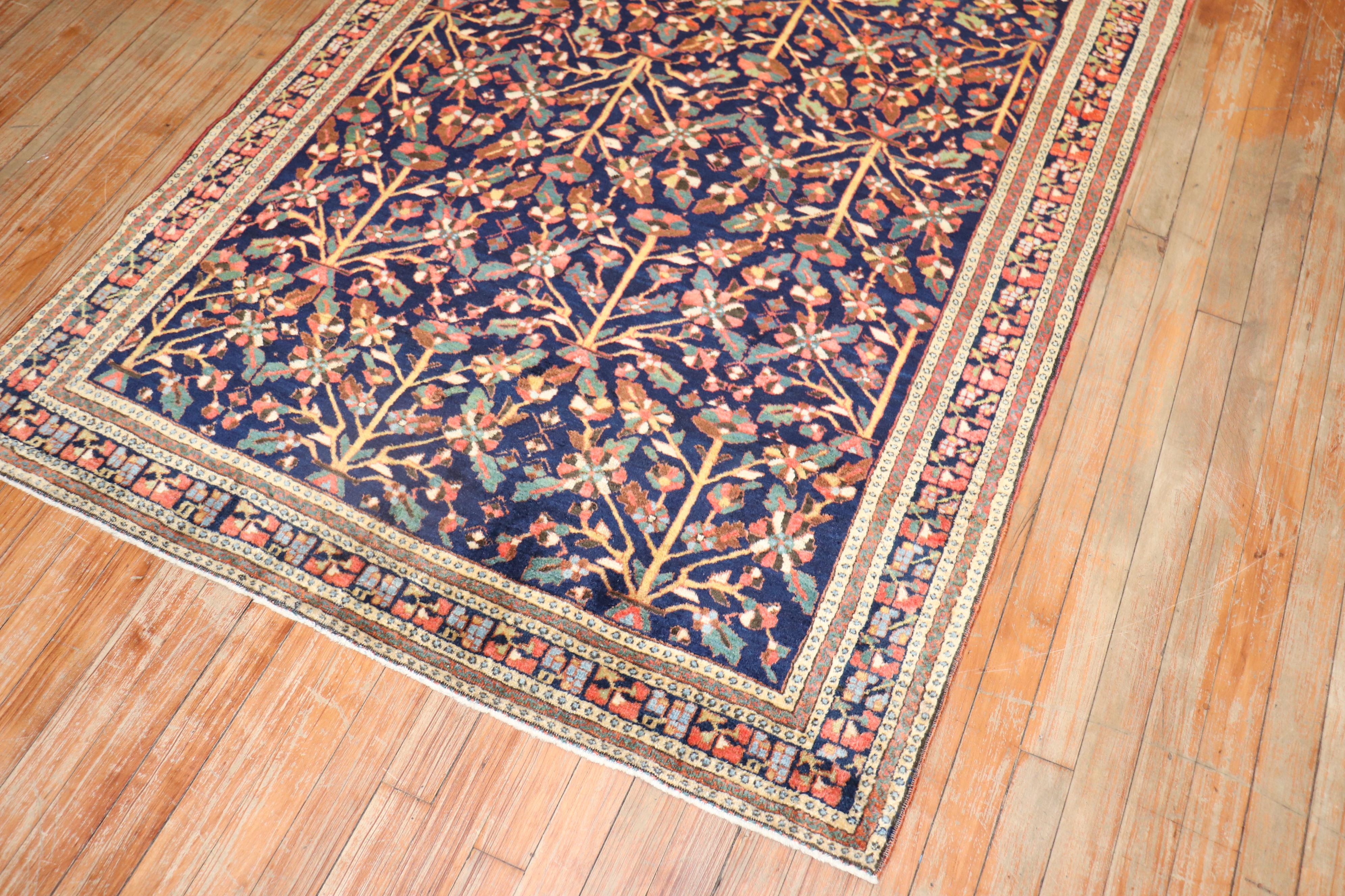 Hand-Knotted Floral Antique Persian Farahan Rug For Sale