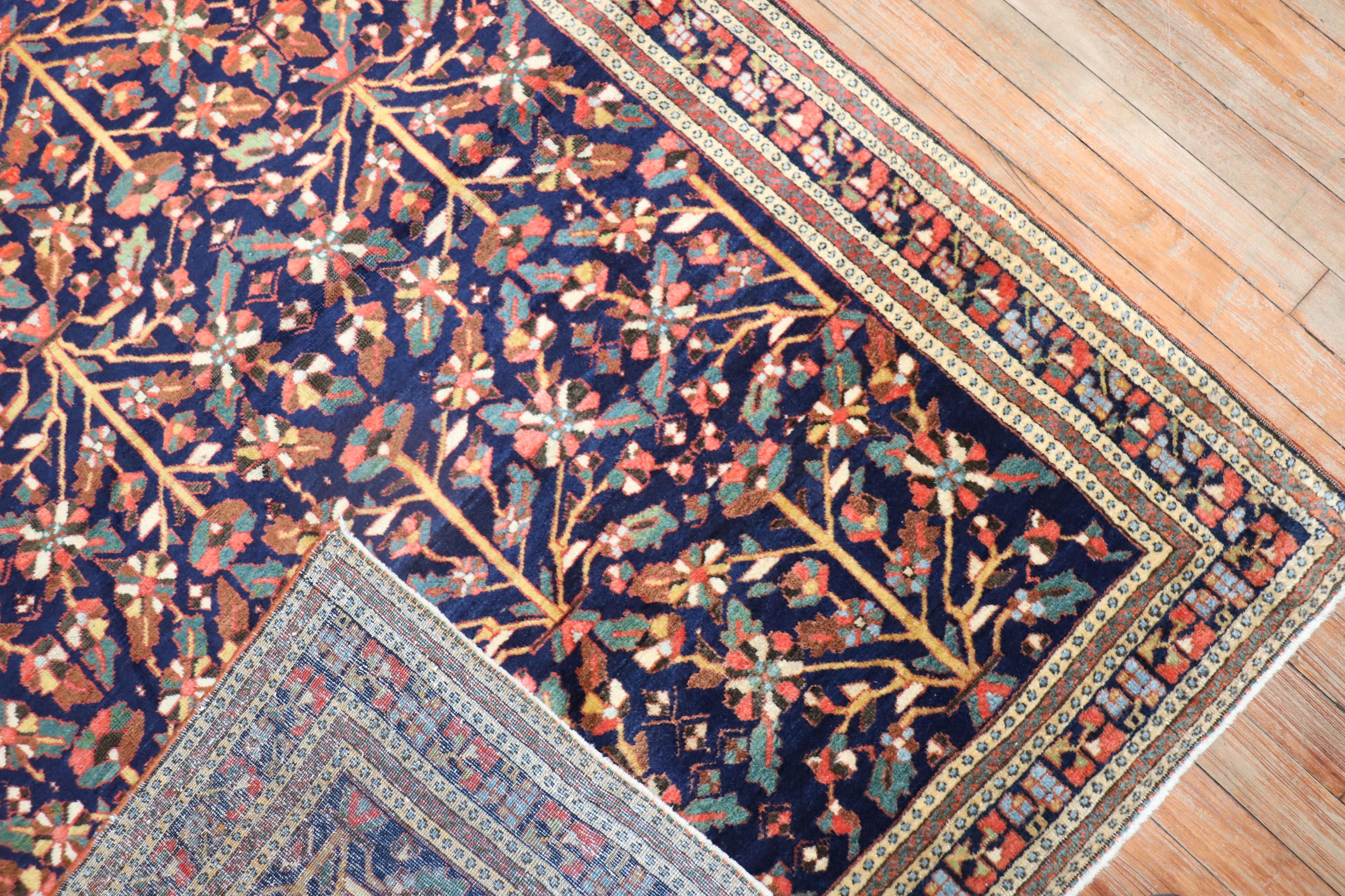 Wool Floral Antique Persian Farahan Rug For Sale