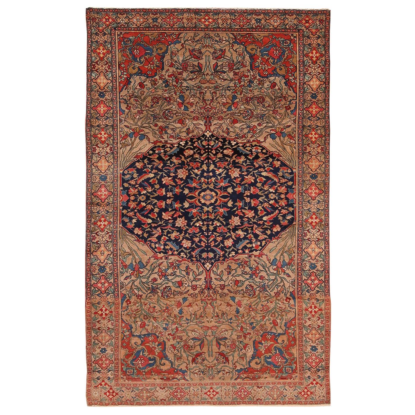 Antiker persischer Mishan Malayer-Teppich aus Persien. 4 ft x 6 ft 3 in