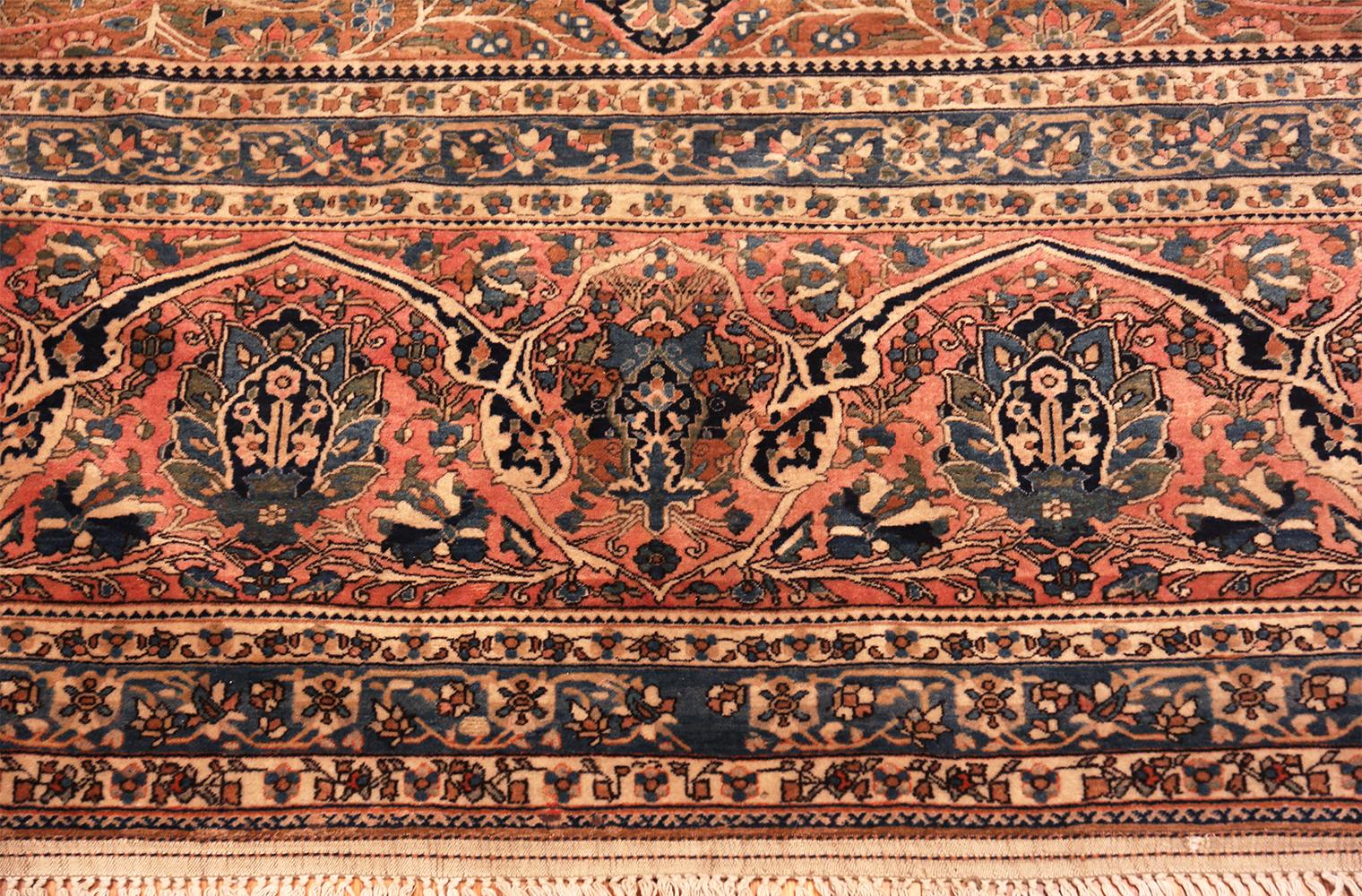 Beautiful floral antique Persian Mohtasham Kashan rug, country of origin / rug type: Persian rug, date circa 1880 - Size: 10 ft 10 in x 14 ft 7 in (3.3 m x 4.44 m).
