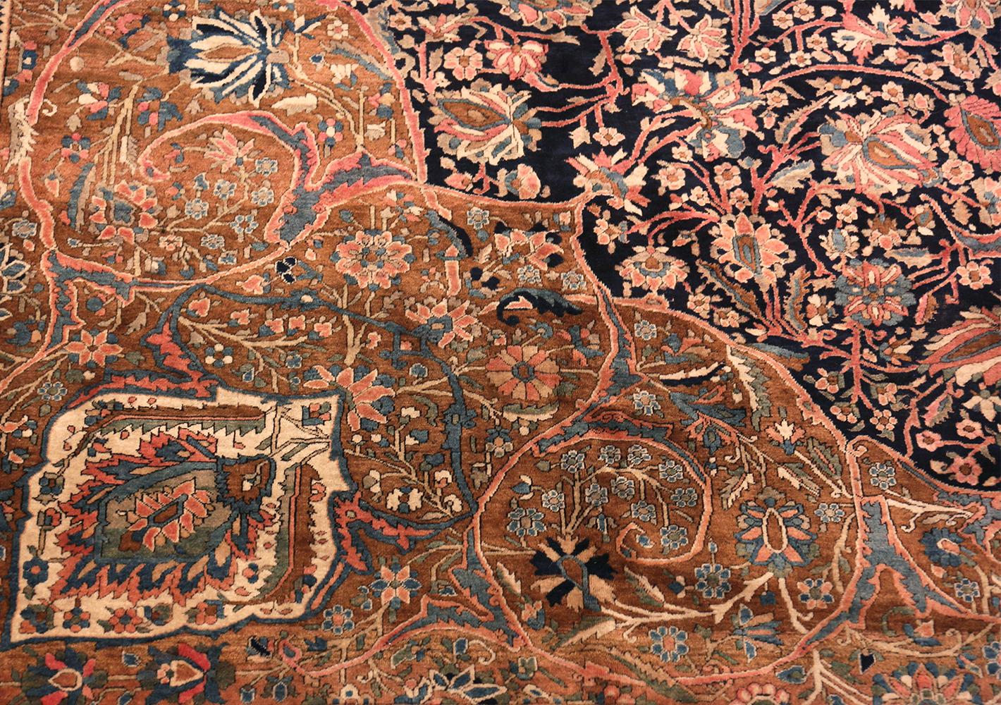 Antiker persischer Mohtasham Kashan Teppich. 10 Fuß 10 in x 14 Fuß 7 in (Handgeknüpft) im Angebot