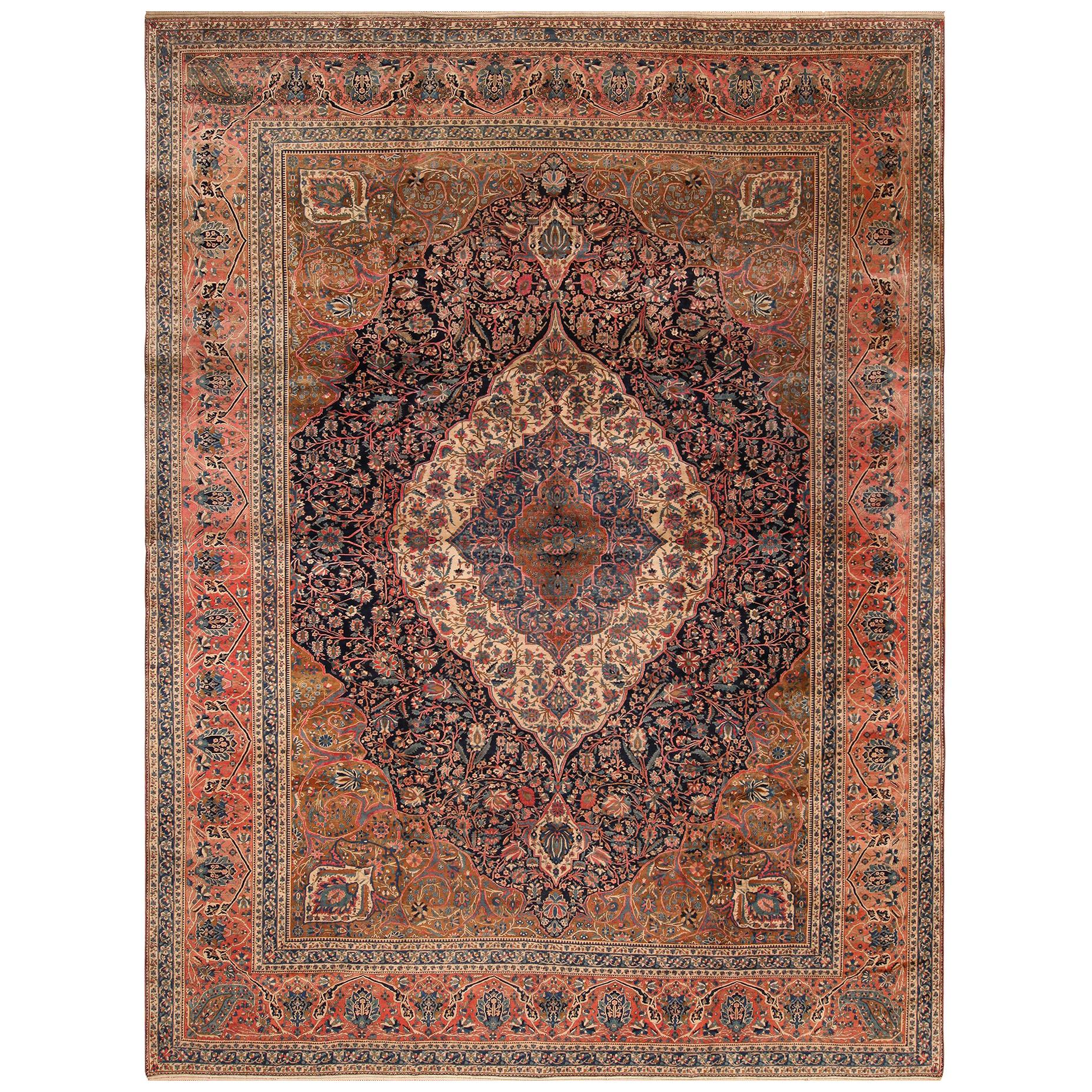 Antique Persian Mohtasham Kashan Rug. 10 ft 10 in x 14 ft 7 in For Sale
