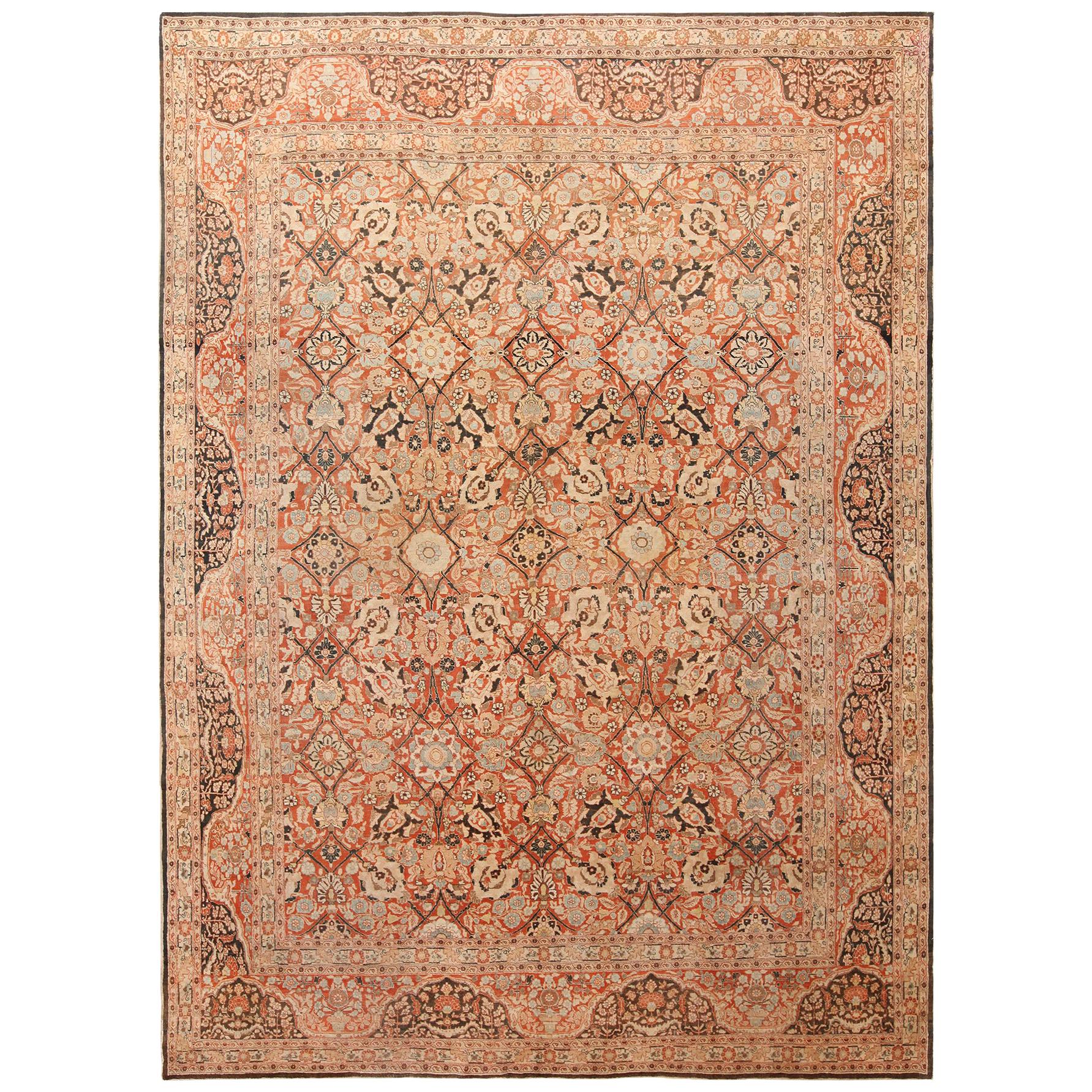 Antique Persian Tabriz Rug. Size: 9 ft. 3 in x 13 ft. 2 in For Sale