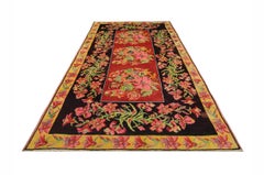 Floral Antique Rug, Handmade Carpet and Handwoven Rug Oriental Carpet