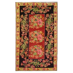 Floral Antiker handgewebter Teppich, handgewebter Teppich, orientalischer Wohnzimmerteppich 