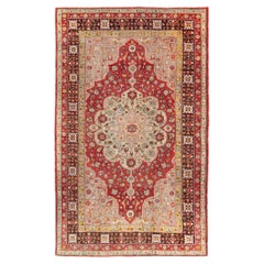 Floral Antique Turkish Oushak Rug with Central Medallion and Stretched Cornices